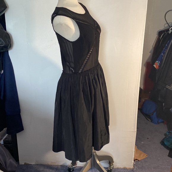 The kooples black dress size xs chiffon lace taffeta - Picture 5 of 10